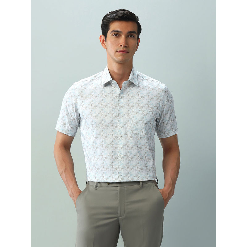 Arrow Floral Grey Half Sleeves Collar Neck Shirt (40)