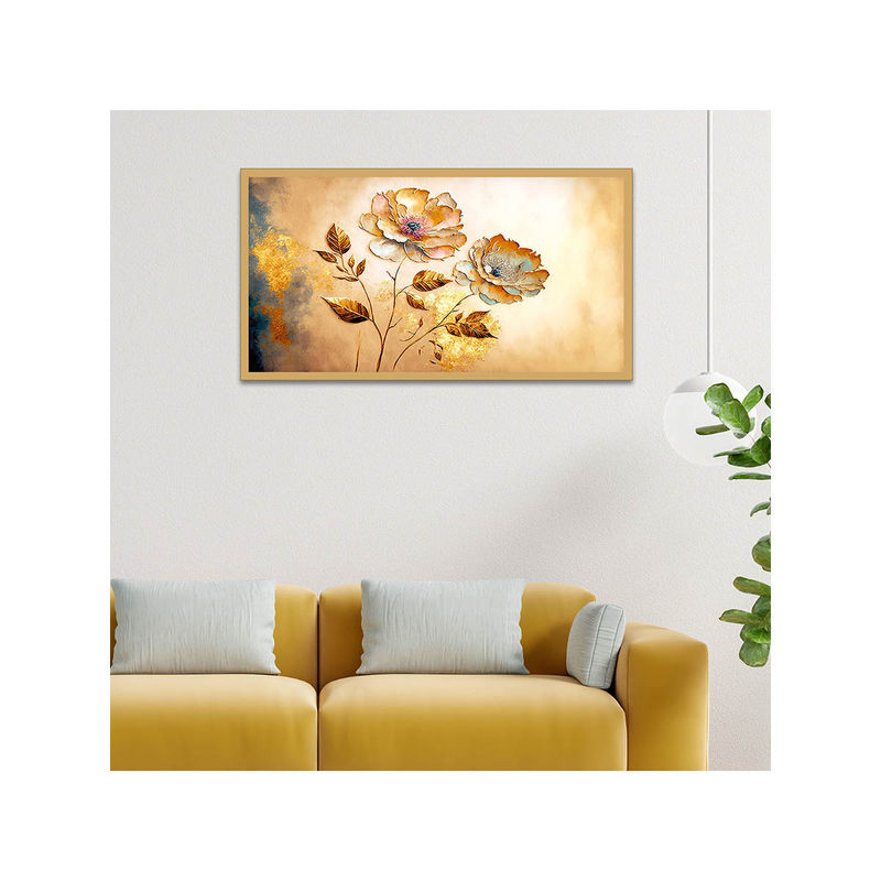 Dekorstation Flower Abstract Floating Canvas Wall Painting (12x24 inches)