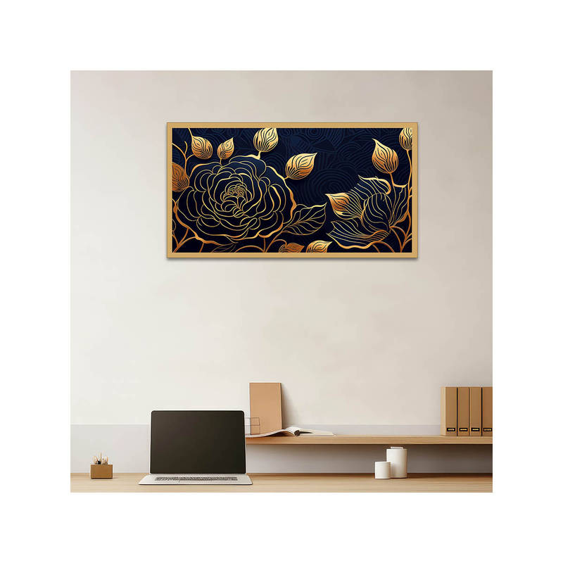 Dekorstation Luxury Rose Flowers Floating Canvas Wall Painting (12x24 inches)