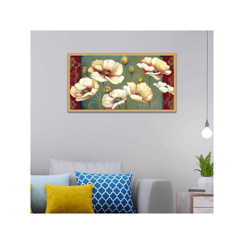 Dekorstation Floral Flowers Floating Canvas Wall Painting (12x24 inches)