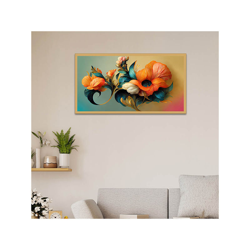 Dekorstation Flowers Art Design Floating Canvas Wall Painting (12x24 inches)