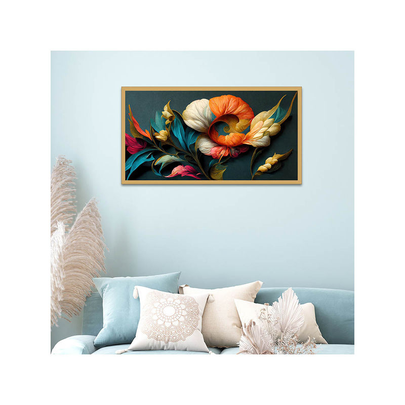 Dekorstation Elegant Flowers Illustration Floating Canvas Wall Painting (12x24 inches)