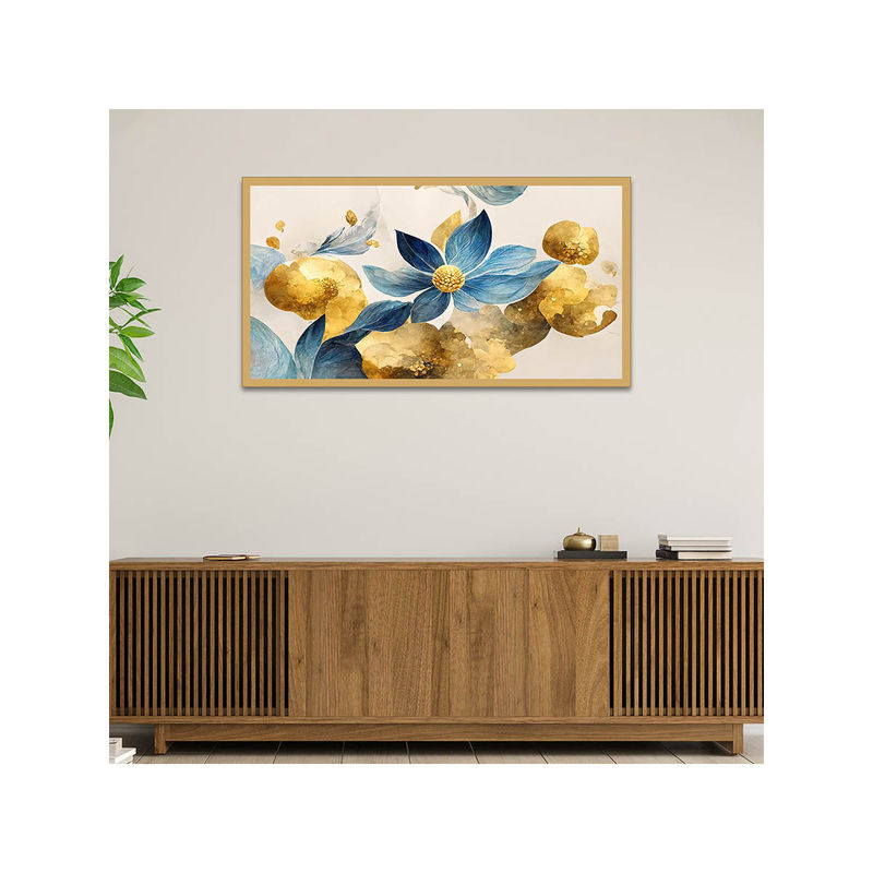 Dekorstation Flowers with Leaf Floating Canvas Wall Painting (12x24 inches)