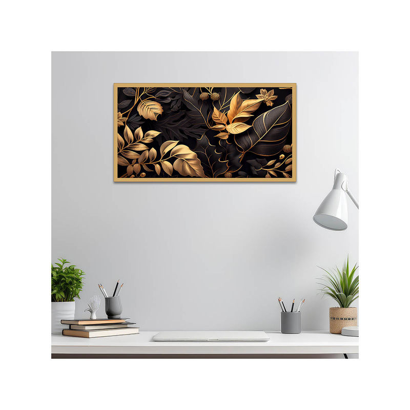 Dekorstation Leaf Illustration Floating Wall Art Painting (12x24 inches)