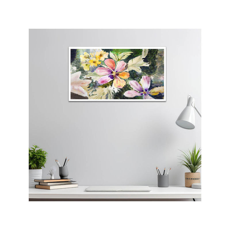 Dekorstation Flowers Floating Art Canvas Wall Painting (12x24 inches)
