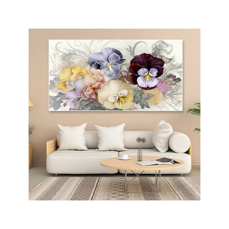 Dekorstation Flowers Illustration Floating Canvas Wall Painting (18x36 inches)