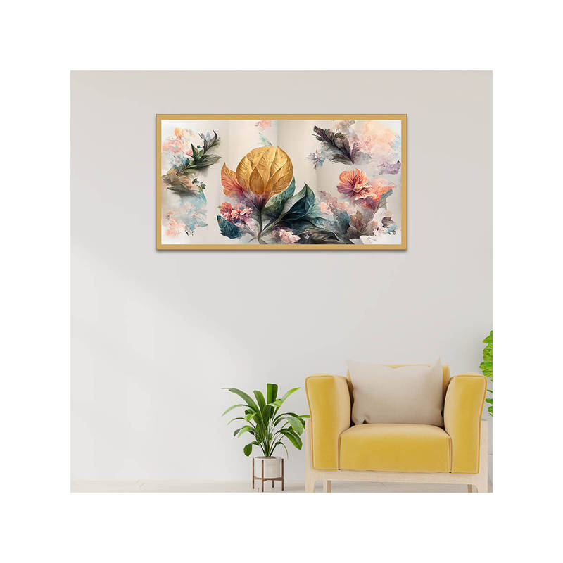 Dekorstation Flowers Floating Canvas Wall Painting (12x24 inches)