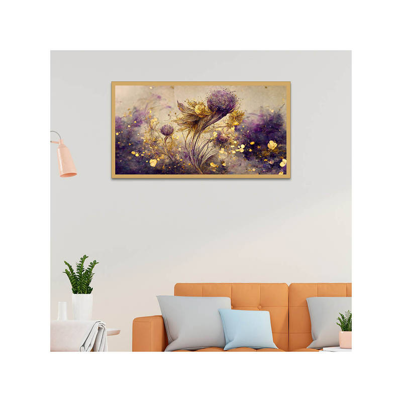 Dekorstation 3D Floral Elements Delicate Flowers Canvas Wall Painting (12x24 inches)