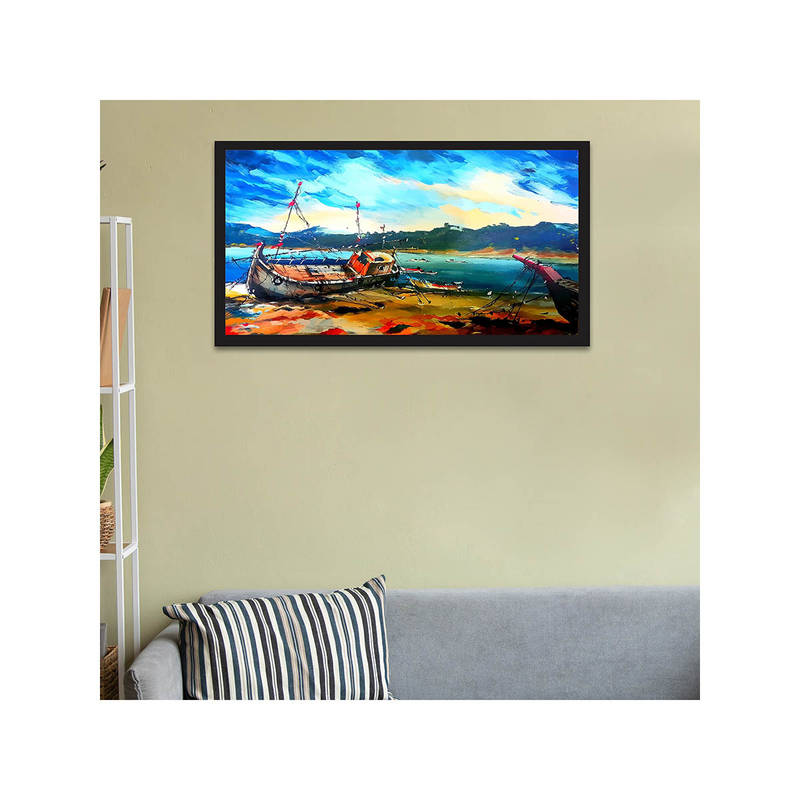 Dekorstation The Storm On The Sea of Bali Nature Art Print Canvas Wall Painting (12x24 inches)