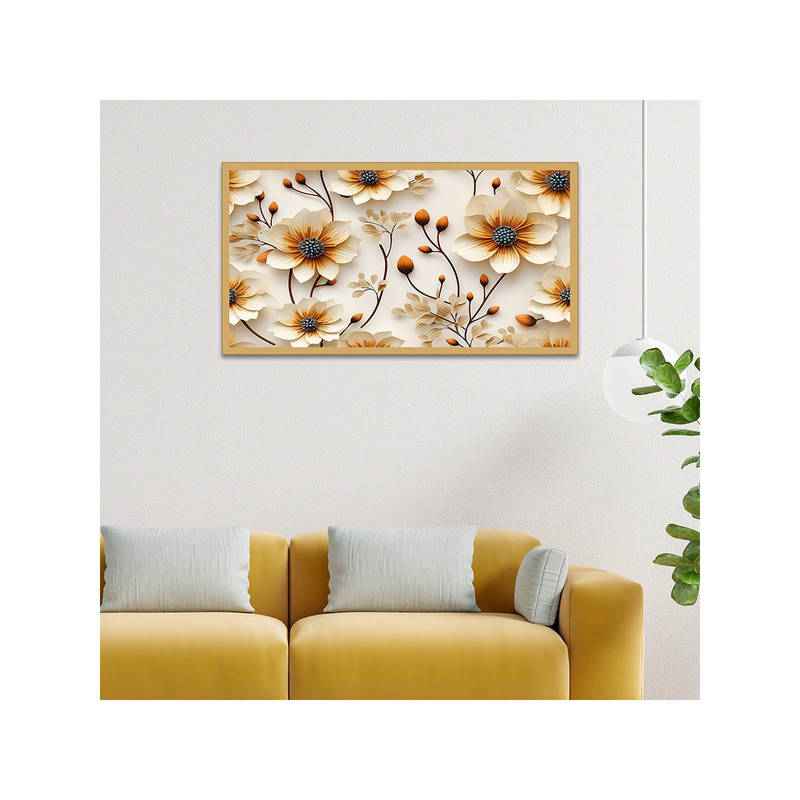 Dekorstation Floral Floating Canvas Wall Painting (12x24 inches)
