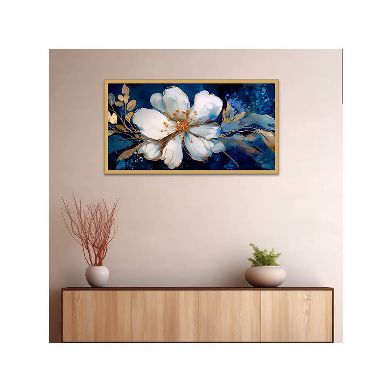 Dekorstation Beautiful Botanical Flowers Background Art Print Wall Painting (12x24 inches)