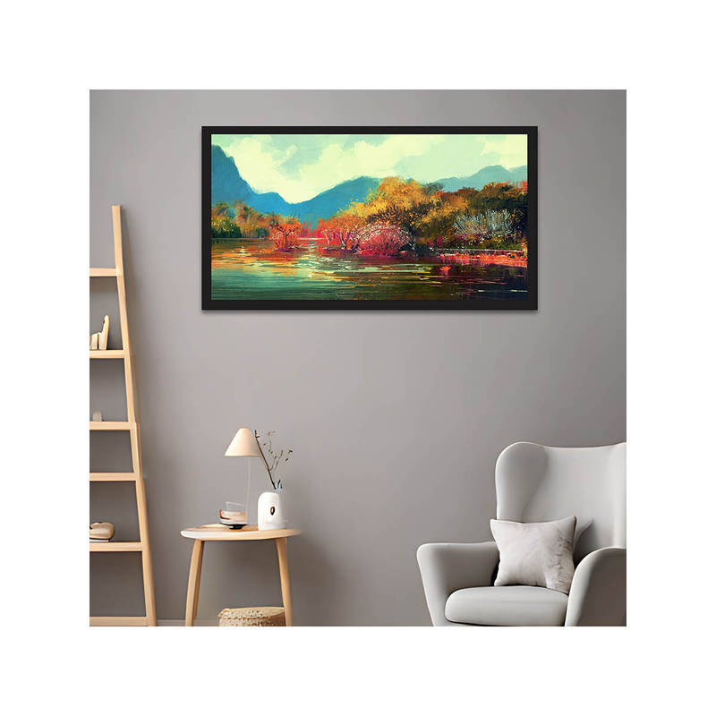 Dekorstation Beautiful Autumn Forest Nature Floating Canvas Wall Painting (12x24 inches)