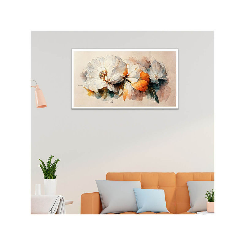 Dekorstation Digital Art Print 3D Vibrant Flower Canvas Wall Painting (12x24 inches)