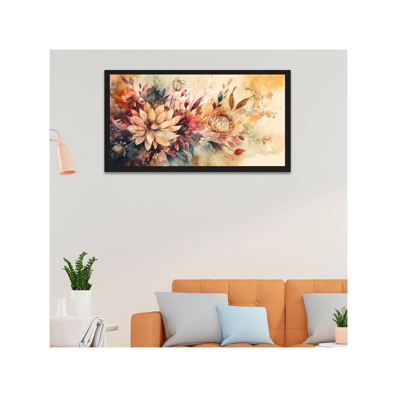 Dekorstation Digital Elegant Flower Canvas Wall Painting (12x24 inches)