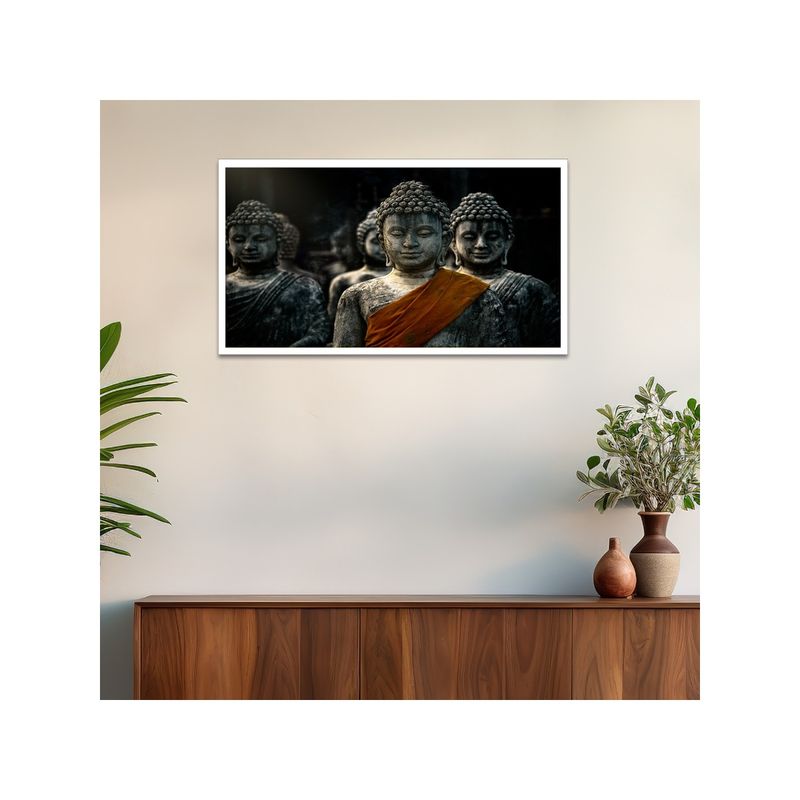 Dekorstation Meditating Budha Canvas Wall Painting (12x24 inches)