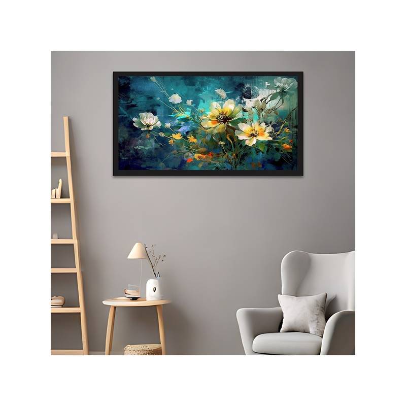 Dekorstation Floral Print Canvas Wall Painting (12x24 inches)
