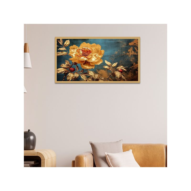 Dekorstation Floral Canvas Floating Canvas Wall Painting (12x24 inches)