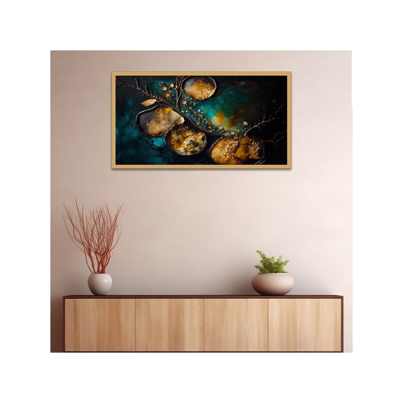 Dekorstation Beautiful Abstract Fluid Canvas Art Painting (12x24 inches)