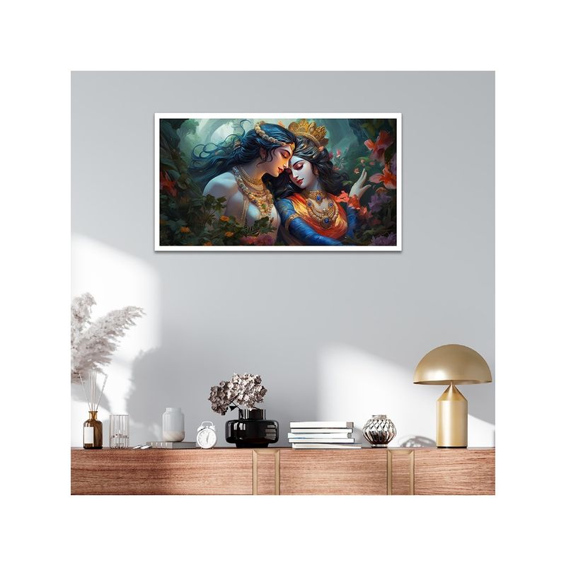 Dekorstation Beautiful Radha Krishna Canvas Wall Painting (12x24 inches)