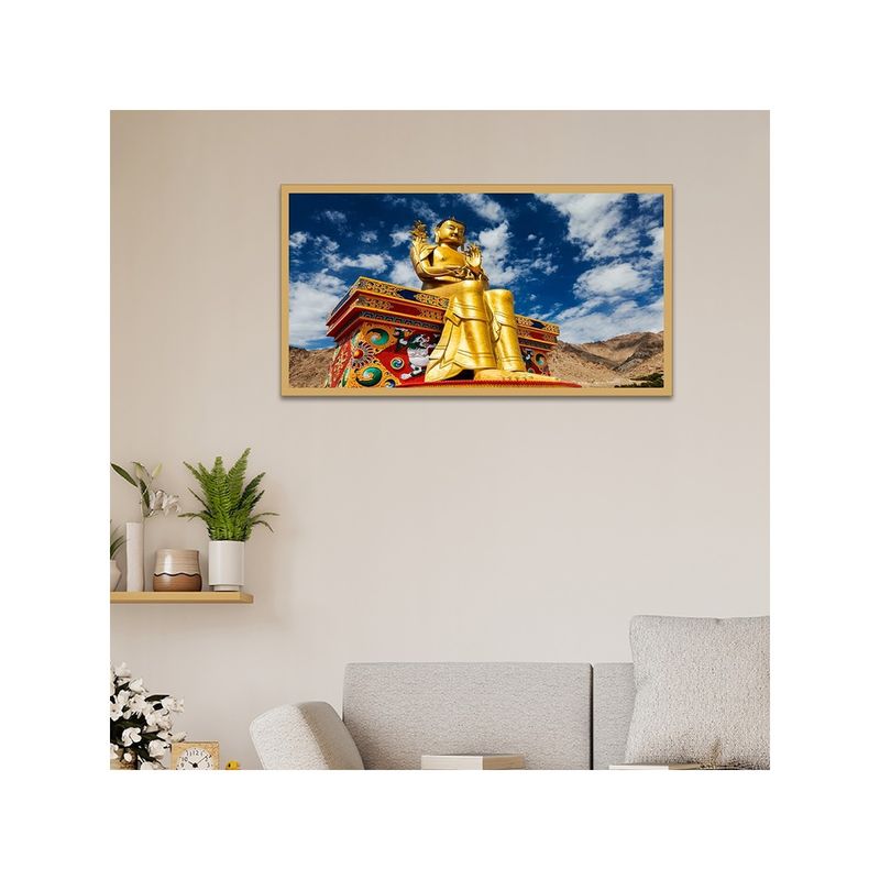Dekorstation Buddhist Monastery Ladakh Floating Vastu Canvas Wall Painting (12x24 inches)