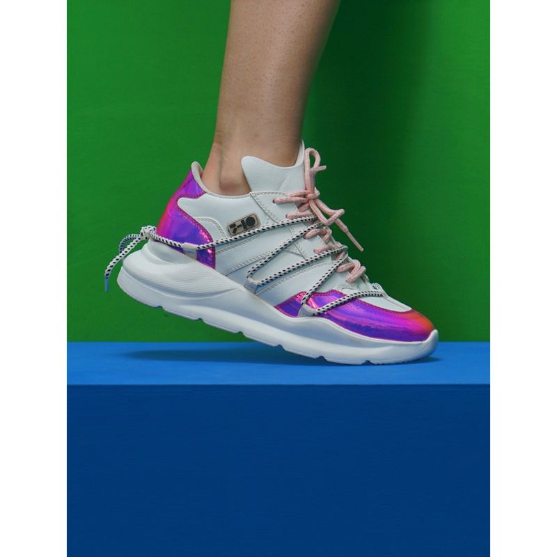 Buy 7-10 207 Chunky Holographic White Colorblock Sneakers Online