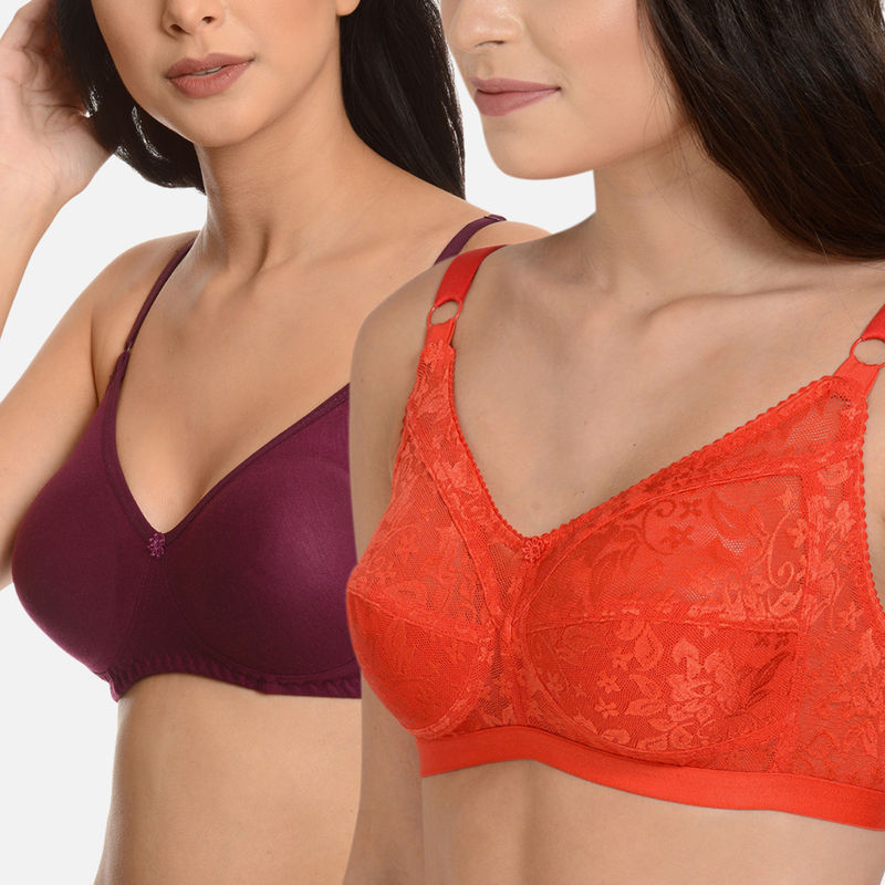 Mod & Shy Pack Of 2 Non-padded Minimizer And Seamless Bra - Multi-Color (38B)