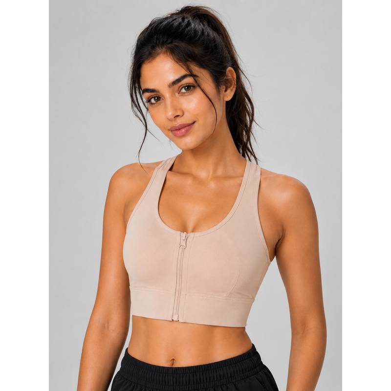 Shop The Edit Nude Padded Wire free Sports Bra for Women (S)