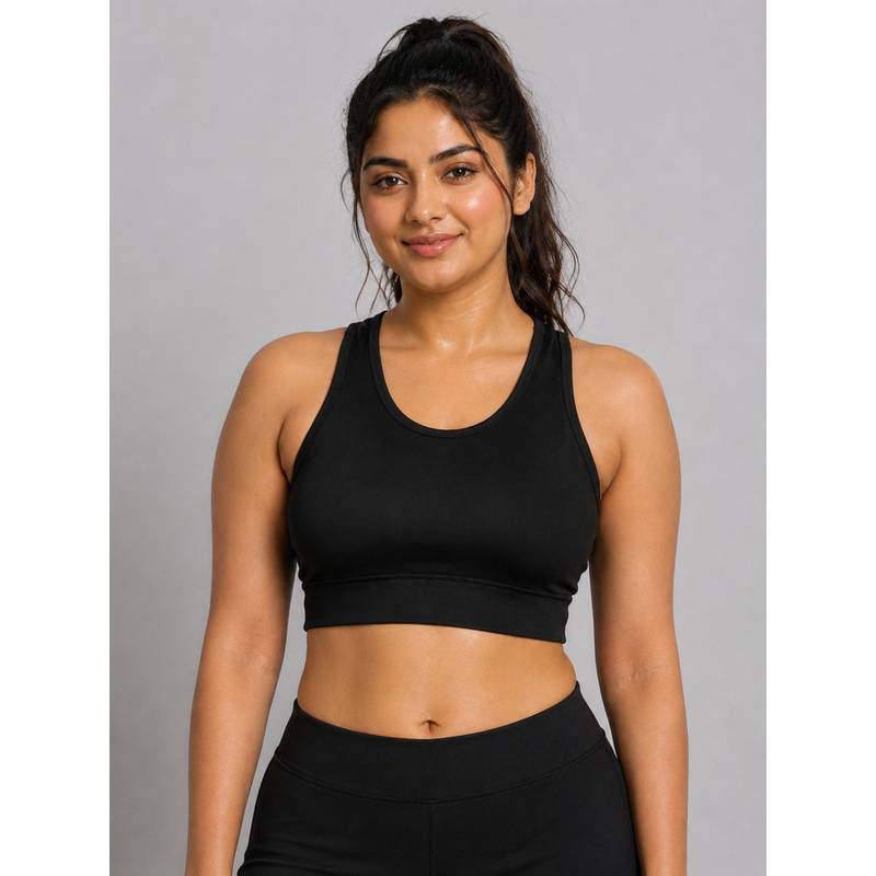 Shop The Edit Black Padded Wire free Sports Bra for Women (S)