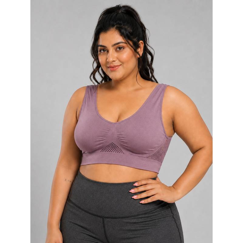 Shop The Edit Lavender Padded Wire Free and High Coverage Sports Bra (S)