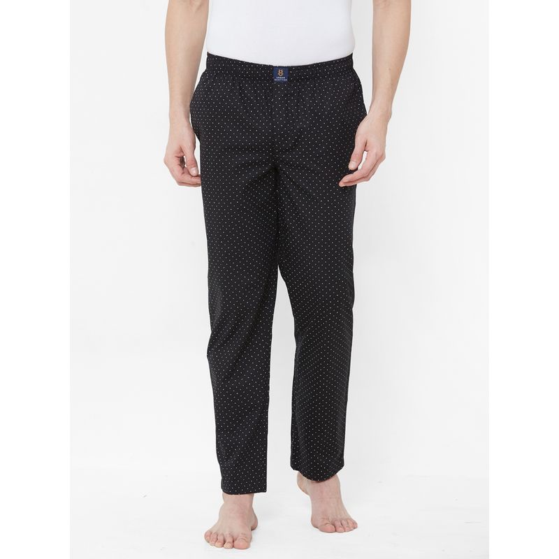 Urban Scottish Mens Black Pure Cotton Printed Pyjama (S)