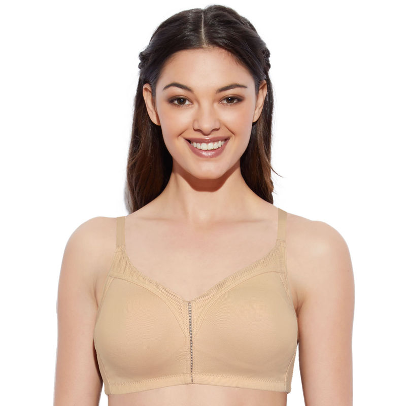 Enamor AB75 M-Frame Jiggle Control Full Support Supima Cotton Bra - Non-Padded Wirefree- Paleskin