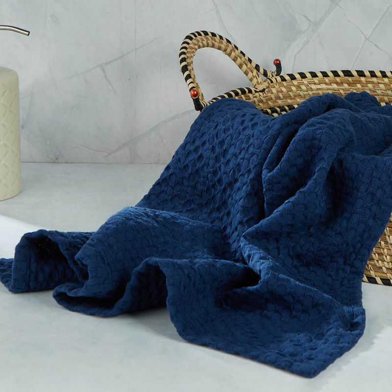 Buy Fabindia Navy Hamam Cotton Bath Towel Online