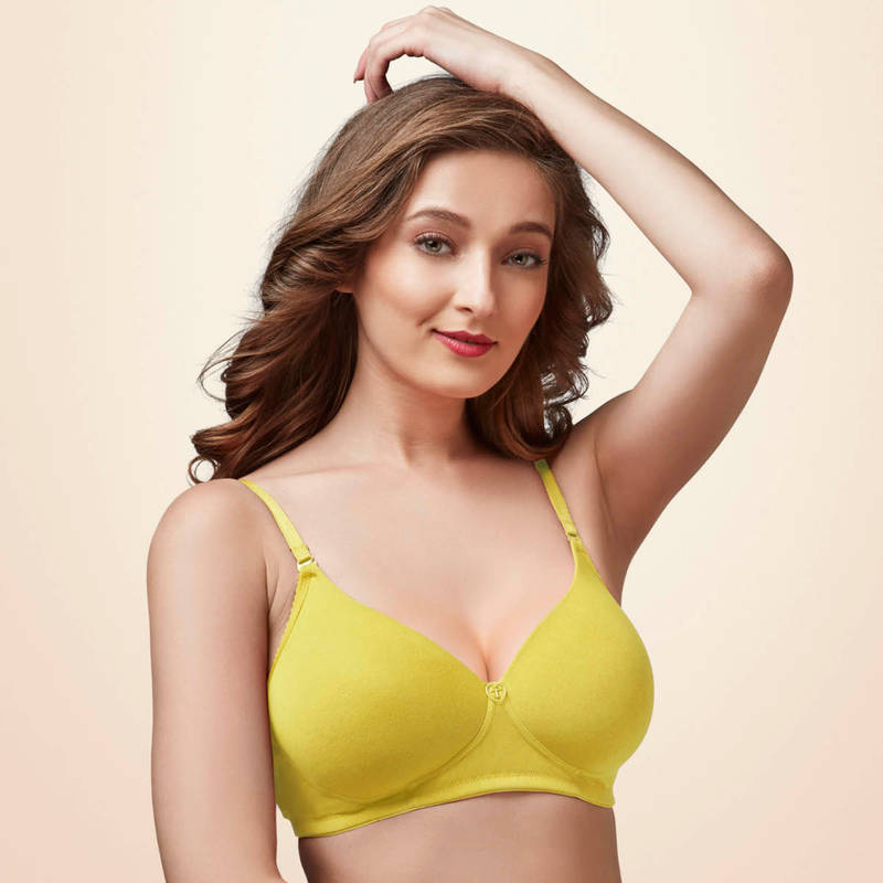 Trylo Annie Women Detachable Strap Non Wired Padded Bra - Yellow (34C)