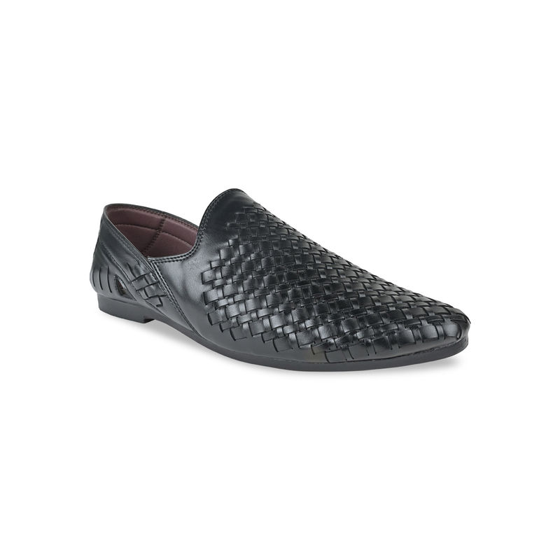 REGAL Black Men Textured Chatai Slip Ons (UK 6)