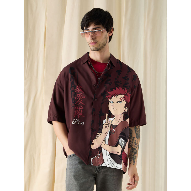 The Souled Store Official Naruto : Gaara Of The Desert Oversized Shirts Brown (L)
