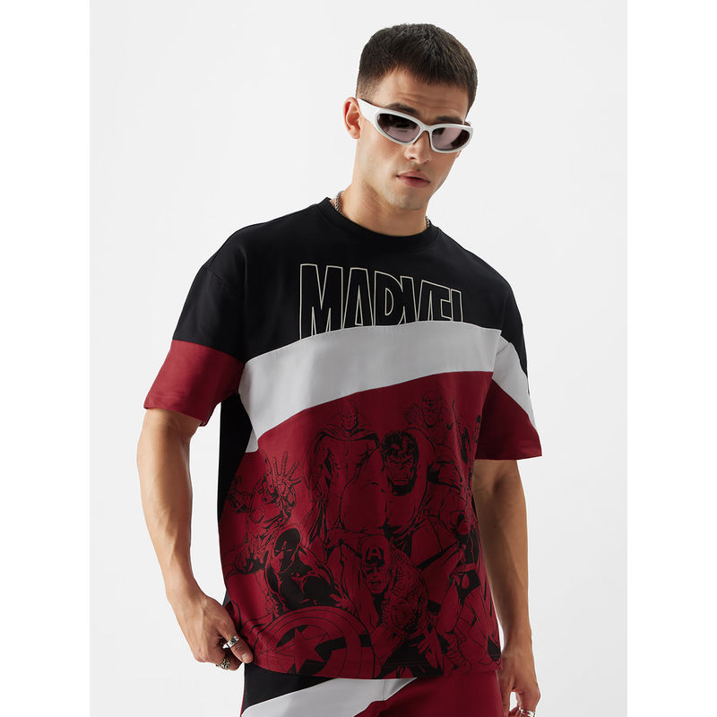 The Souled Store Official Avengers : The Heroes Oversized T-Shirt Black (XL)