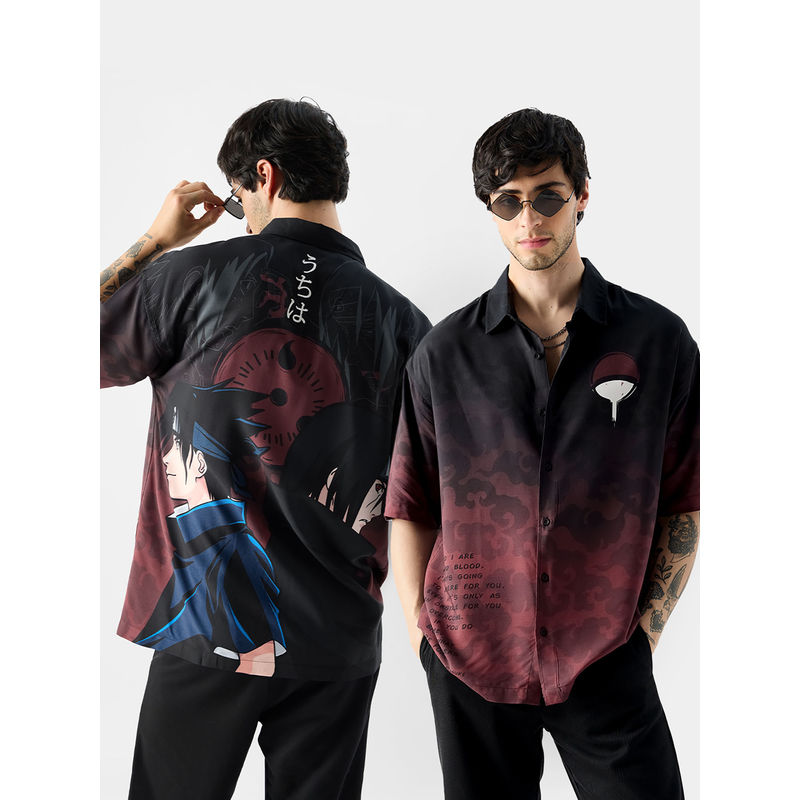 The Souled Store Official Naruto : The Last Uchiha Oversized Shirts Black (L)