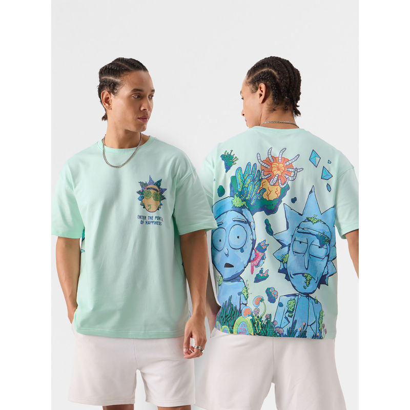The Souled Store Rick And Morty : Portal To Happiness Oversized T-Shirt Blue (M)