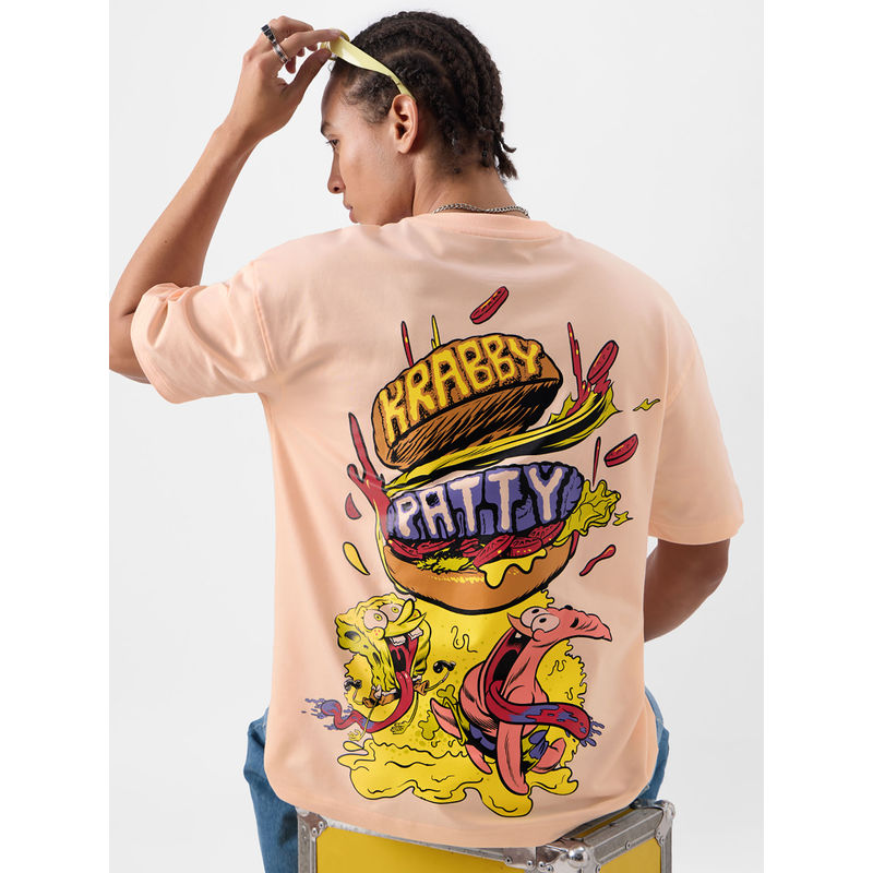 The Souled Store Official SpongeBob : Krabby Patty Nude Color Oversized T-Shirt (2XL)