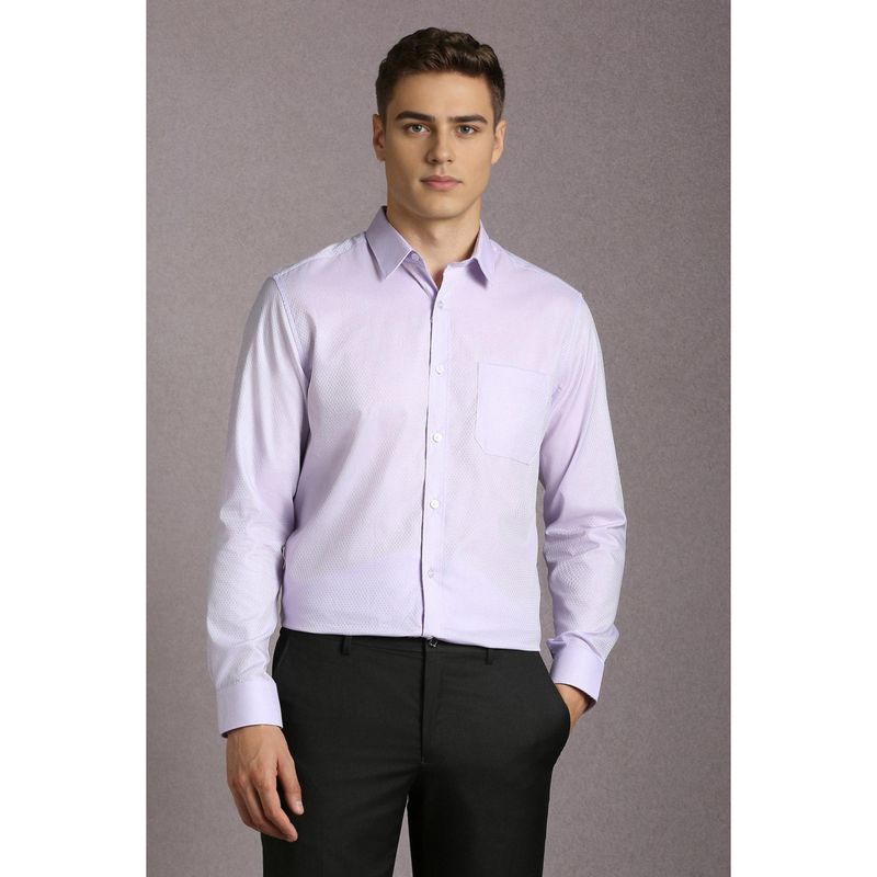 Louis Philippe Men Cotton Textured Collar Neck Regular Fit Purple Shirt (39)