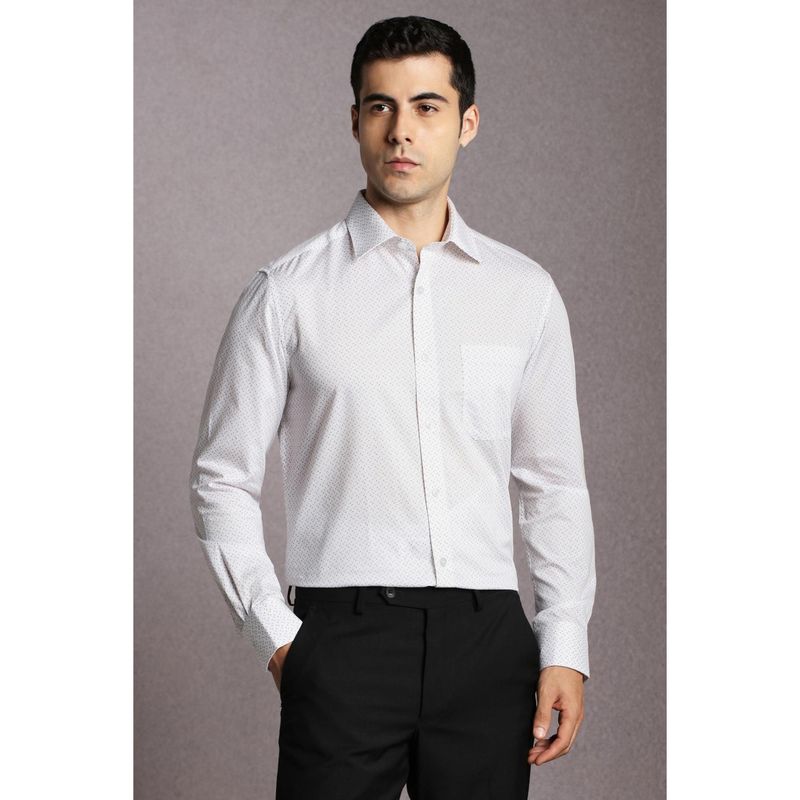 Louis Philippe Men Cotton Printed Collar Neck Regular Fit White Shirt (39)