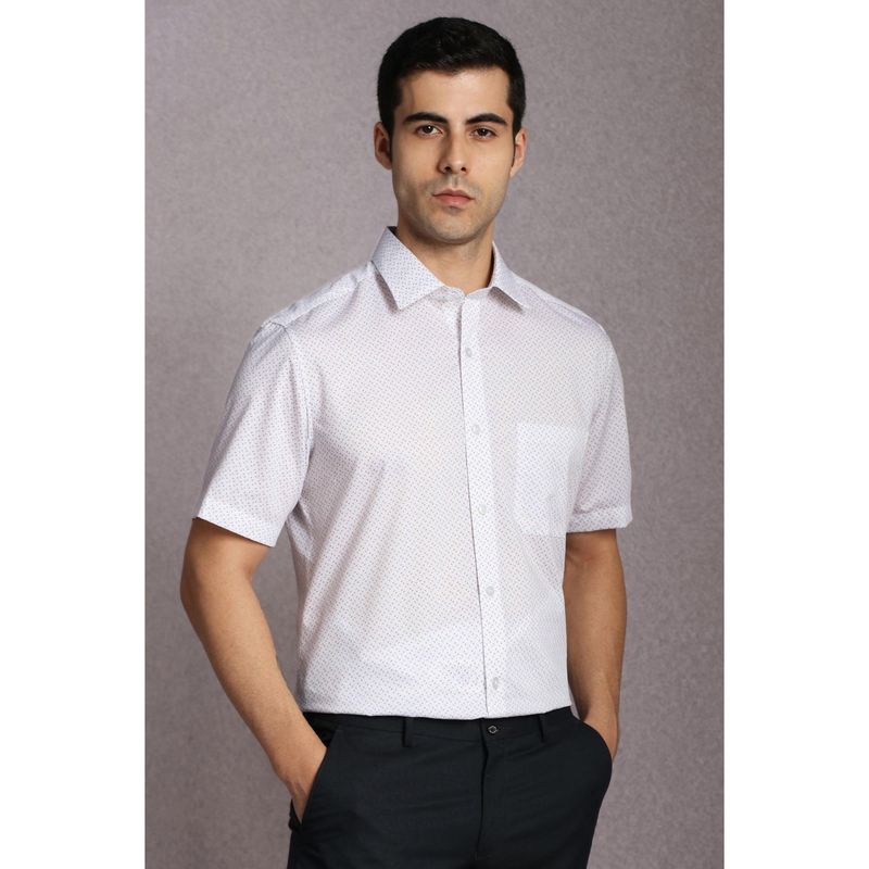Louis Philippe Men Cotton Printed Collar Neck Regular Fit White Shirt (39)