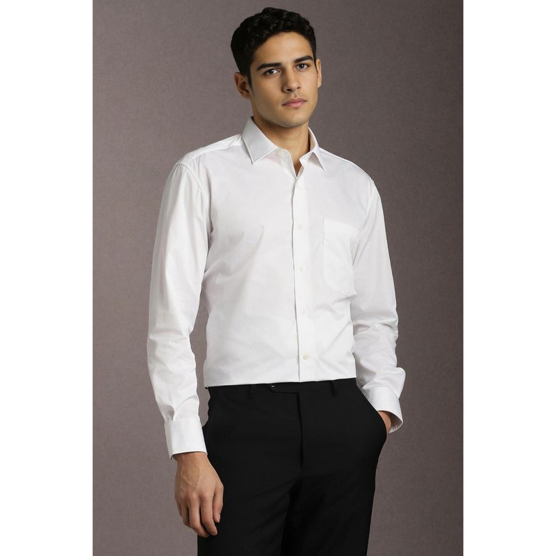 Louis Philippe Men Cotton Solid Collar Neck Regular Fit White Shirt (39)