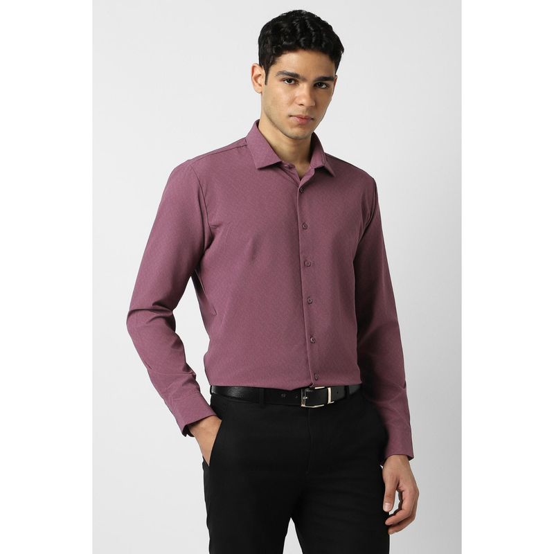 Van Heusen Men Polyester Blend Printed Collar Neck Slim Fit Maroon Shirt (44)