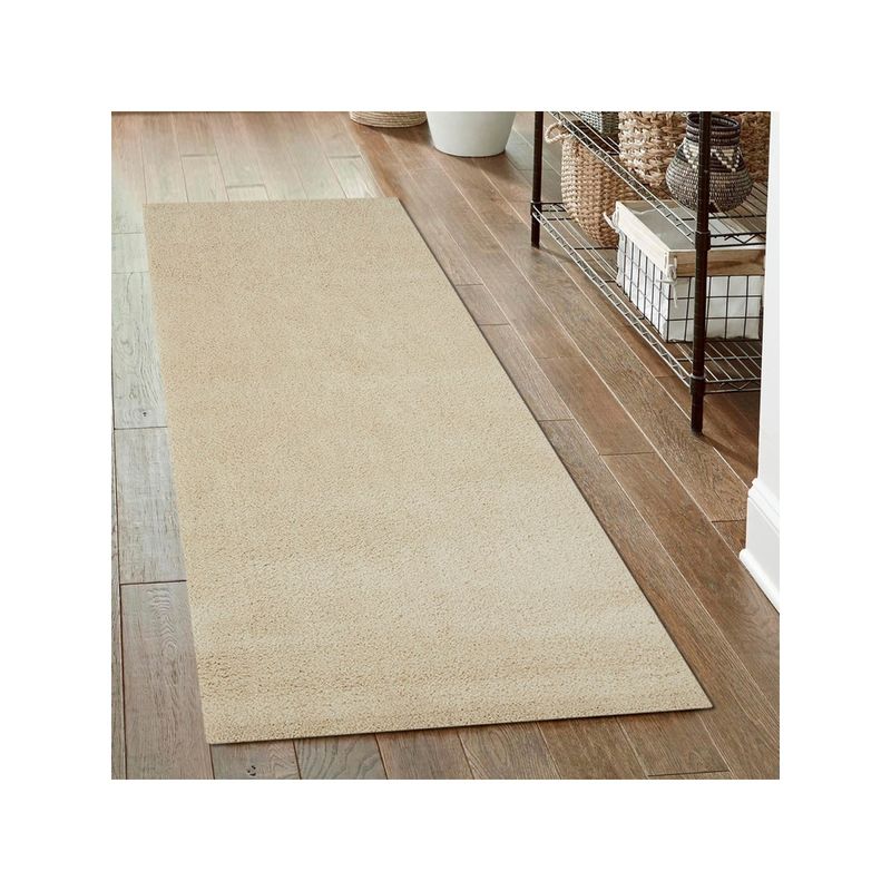 OBSESSIONS Machine Made Polyester Anti-Static Bedside Runner, Beige (2x5 Feet)