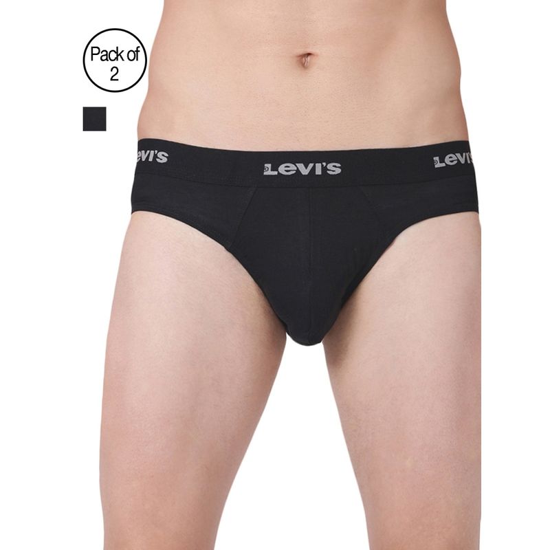 Levi's Men Cotton 100 Ca Solid Neo Brief Snug Fit (Pack Of 2) Black (XL)