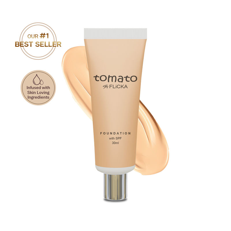 Flicka Tomato Liquid Foundation With Spf Long Lasting Lightweight All Skin Types - Beige