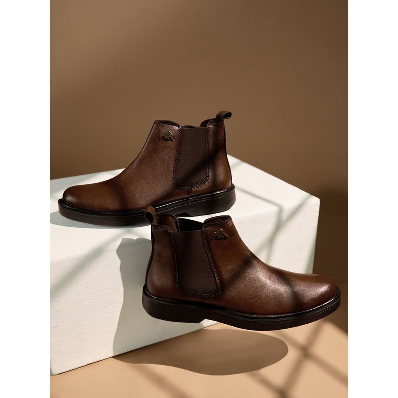 BUCKAROO Vegan Leather Chelsea Boots for Men Coban -Brown (EURO 42)