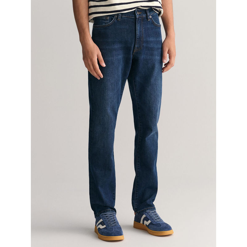 GANT Men Blue Washed Slim Fit Mid-Rise Jeans (30)