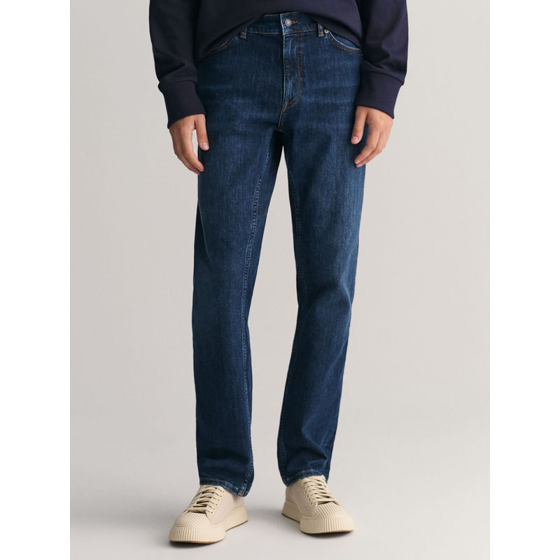 GANT Men Blue Washed Regular Fit Mid-Rise Jeans (30)